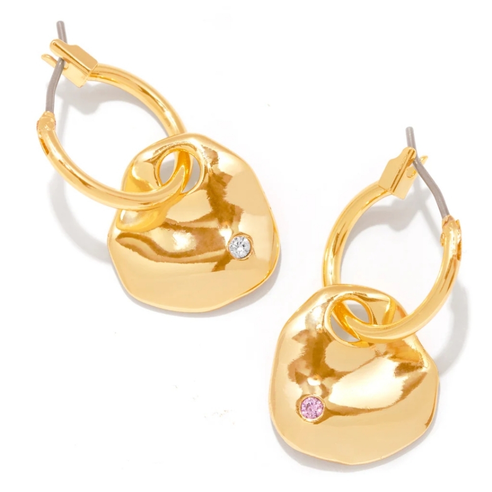 Frasier Sterling Ziggy Hoops 14k Gold-plated New